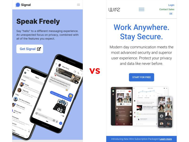 Signal vs. Wire Compare messaging app privacy and security Vumetric