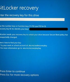 Windows Patch Tuesday update might send a user to the BitLocker recovery screen